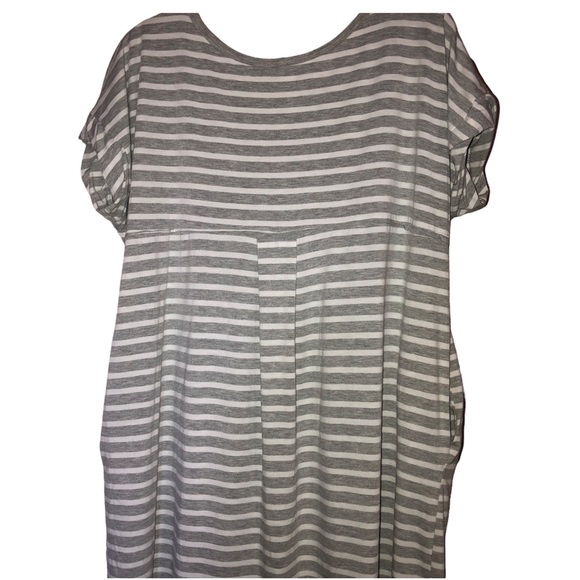 Vanilla Bay • Gray| White Striped Short Sleeve Pocket Dress - Picture 11 of 14